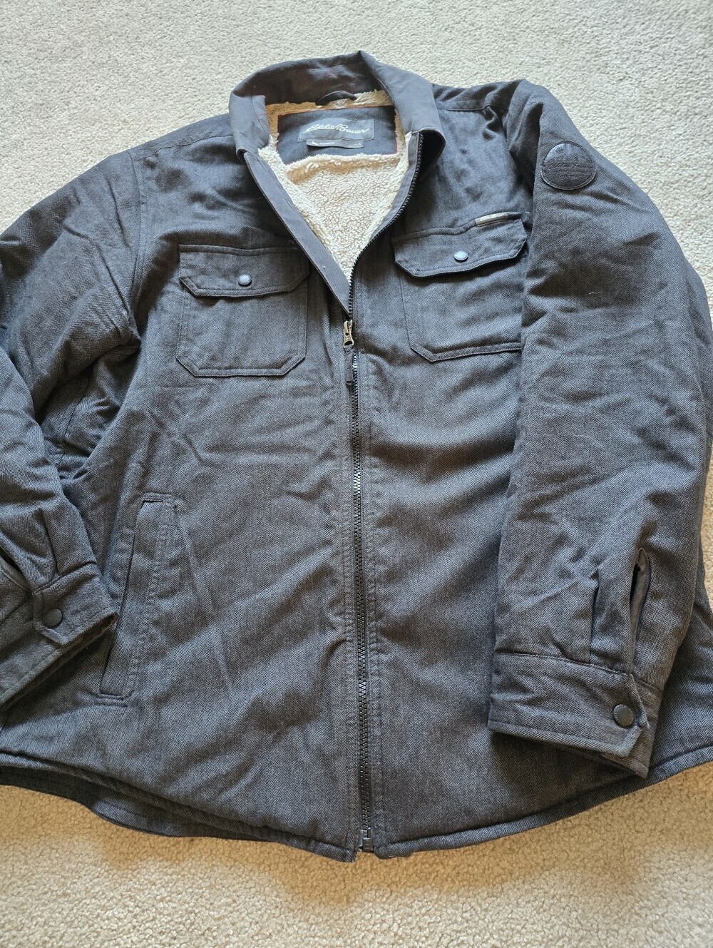 10. Eddie Bauer Sherpa-Lined Jacket Men's Size Large Full Zip Outdoor